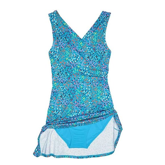 NWT Lands' End Women Tummy Control Surplice Wrap Swimdress Size 26W $150 HH272 - Picture 4 of 5